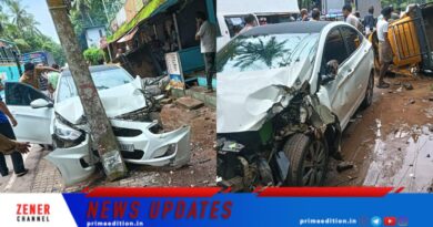 കുറുവങ്ങാട് മാവിന്‍ചുവട് ഗുഡ്സ് ഓട്ടോയില്‍ കാറിടിച്ച് അപകടം